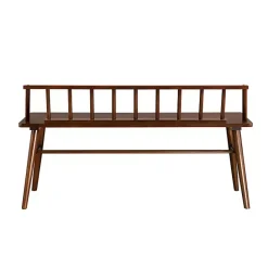 Kirklands Home Walnut Wood Low Back Spindle Bench Brown
