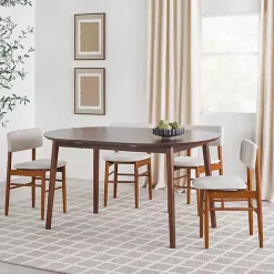 Outlet Kirklands Home Walnut Wood Oval Dining Table with Leaf Brown