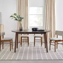 Outlet Kirklands Home Walnut Wood Oval Dining Table with Leaf Brown