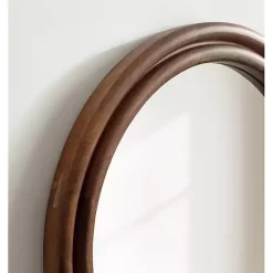 Best Kirklands Home Walnut Wood Ribbed Round Wall Mirror