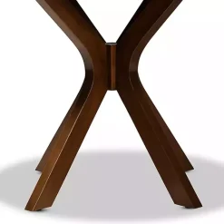 Kirklands Home Walnut Wood Round Kenji Small Dining Table Brown