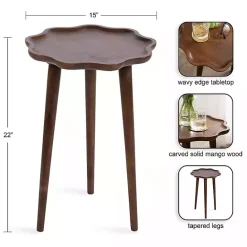 Hot Kirklands Home Walnut Wood Wavy Accent Table Brown
