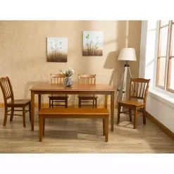 New Kirklands Home Walnut Wooden Dining Bench Brown