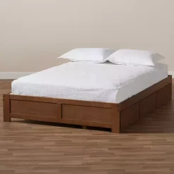 Best Kirklands Home Walnut Wooden 3-Drawer Platform Bed Brown