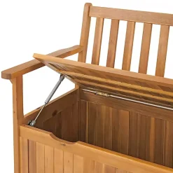 Hot Kirklands Home Warm Acacia Wood Slatted Outdoor Storage Bench Brown