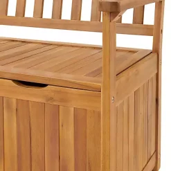Hot Kirklands Home Warm Acacia Wood Slatted Outdoor Storage Bench Brown
