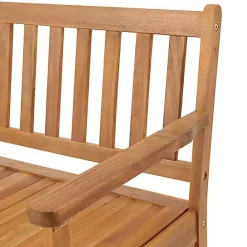 Hot Kirklands Home Warm Acacia Wood Slatted Outdoor Storage Bench Brown