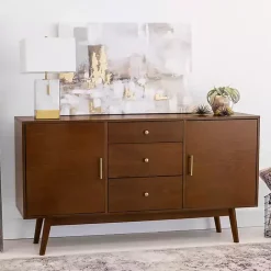 Hot Kirklands Home Warm Brown Mid-Century Modern Storage Console