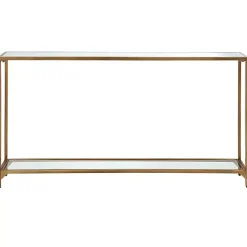 New Kirklands Home Warm en Mirrored Top Console Table Gold