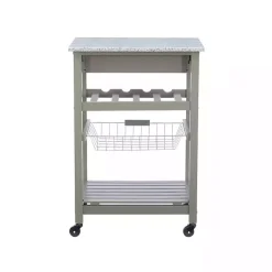 Hot Kirklands Home Warm Rolling Kitchen Cart with Granite Top Gray