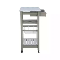 Hot Kirklands Home Warm Rolling Kitchen Cart with Granite Top Gray