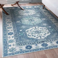 Kirklands Home Washable Shary Area Rug, 5x7 Blue