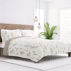 New Kirklands Home Watercolor Leaves Reversible 2-pc. Twin Quilt Set