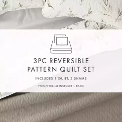Kirklands Home Watercolor Leaves Reversible 3-pc. King Quilt Set