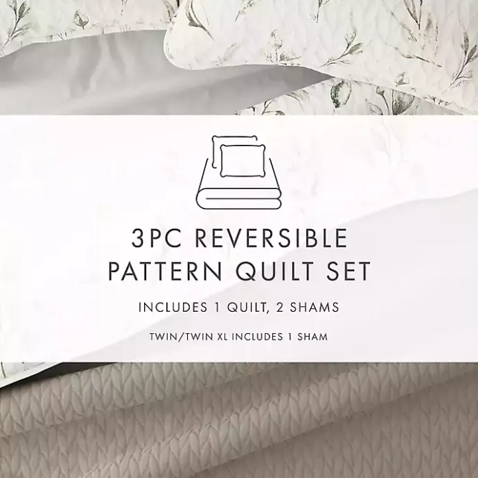 Kirklands Home Watercolor Leaves Reversible 3-pc. King Quilt Set