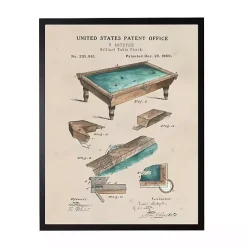 Discount Kirklands Home Watercolor Pool Table Framed Art Print Tan
