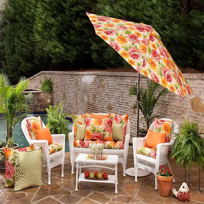 Discount Kirklands Home Watercolor Primrose Outdoor Settee Cushion