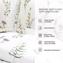 New Kirklands Home Watercolor Wildflower 3-pc. King Quilt Set