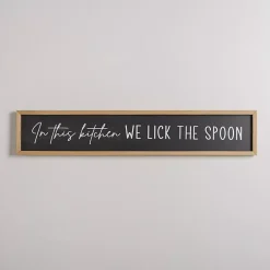 New Kirklands Home We Lick the Spoon Wall Plaque Black
