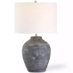 Outlet Kirklands Home Weathered Black Ceramic Rhys Table Lamp White