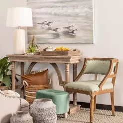 Outlet Kirklands Home Weathered Wooden Trestle Console Table Brown