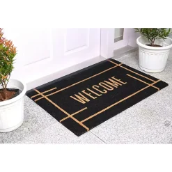 Hot Kirklands Home Welcome Linear Doormat Black
