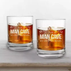 Hot Kirklands Home Welcome to the Man Cave Whiskey Glasses, Set of 2 Clear