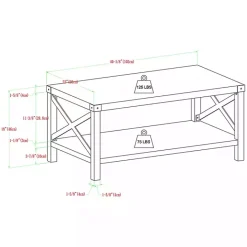 New Kirklands Home Wenge Sable Gray X-Frame Coffee Table