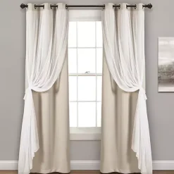 Online Kirklands Home Wheat Curtain Panel Set with Overlay, 95 in.