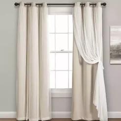 Kirklands Home Wheat Curtain Panel Set with Overlay, 108 in. Ivory