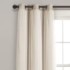 Outlet Kirklands Home Wheat Curtain Panel Set with Overlay, 120 in. Ivory