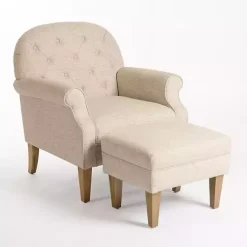 Hot Kirklands Home Wheat Tufted Chair & Ottoman Set Tan