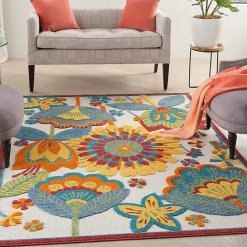 Best Kirklands Home Whimsical Flowers Outdoor Area Rug, 6x9 Multi