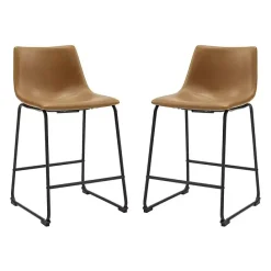 Clearance Kirklands Home Whiskey Faux Leather Counter Stools, Set of 2 Brown