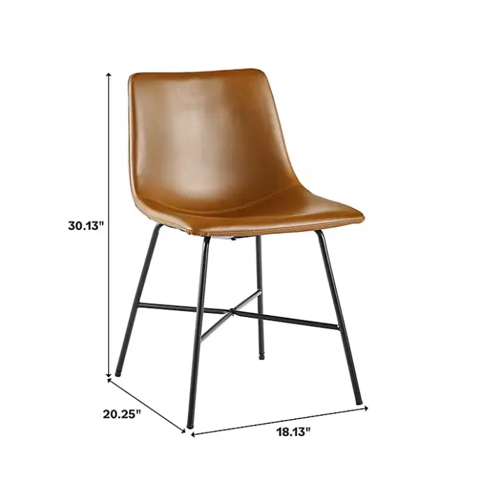 New Kirklands Home Whiskey Faux Leather Scoop Dining Chairs, Set of 2 Brown