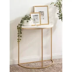 Online Kirklands Home & Gold Half Moon Dorrah Accent Table White