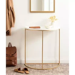 Online Kirklands Home & Gold Half Moon Dorrah Accent Table White