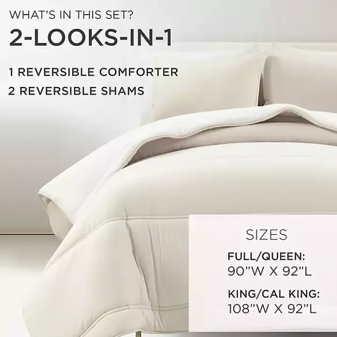 Best Kirklands Home White & Tan Reversible 3-pc. King Comforter Set