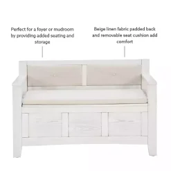 Best Kirklands Home White and Beige Carlton Storage Bench