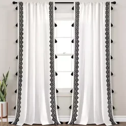 Clearance Kirklands Home White and Black Diamond Curtain Panel, 84 in.