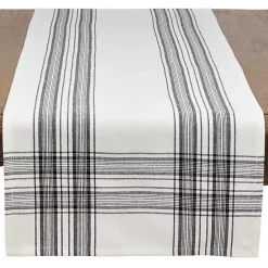 Clearance Kirklands Home White and Black Plaid Cotton Table Runner