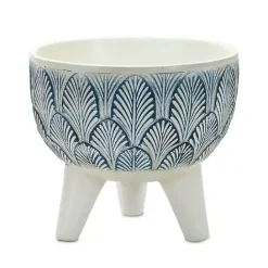 Clearance Kirklands Home White and Blue Geometric Pots with Legs, Set of 2