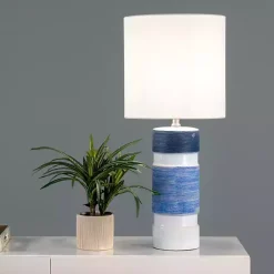 Sale Kirklands Home and Blue Large Stripe Table Lamp White