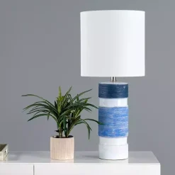 Sale Kirklands Home and Blue Large Stripe Table Lamp White