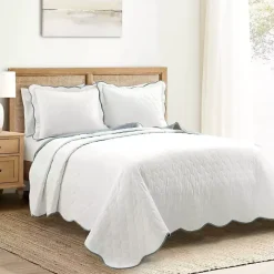Sale Kirklands Home White and Blue Scallop 3-pc. Full/Queen Quilt Set
