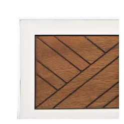 New Kirklands Home White and Brown Herringbone Console Table