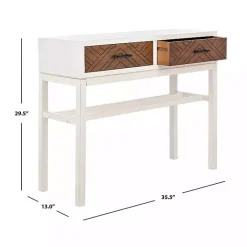 New Kirklands Home White and Brown Herringbone Console Table