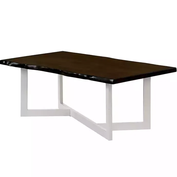 Online Kirklands Home White and Dark Oak Wood Live Edge Coffee Table Brown