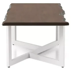 Online Kirklands Home White and Dark Oak Wood Live Edge Coffee Table Brown
