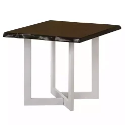 Best Kirklands Home White and Dark Oak Wood Live Edge Accent Table Brown